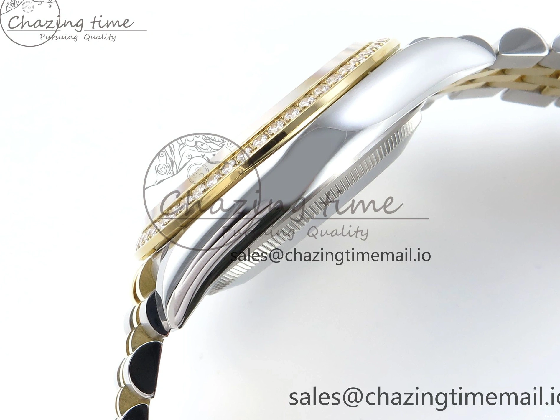 MiroTime 0109 Stretchable DateJust 36 126283RBR EWEF Best Edition Black Diamonds Dial on SS YG Jubilee Bracelet A 634